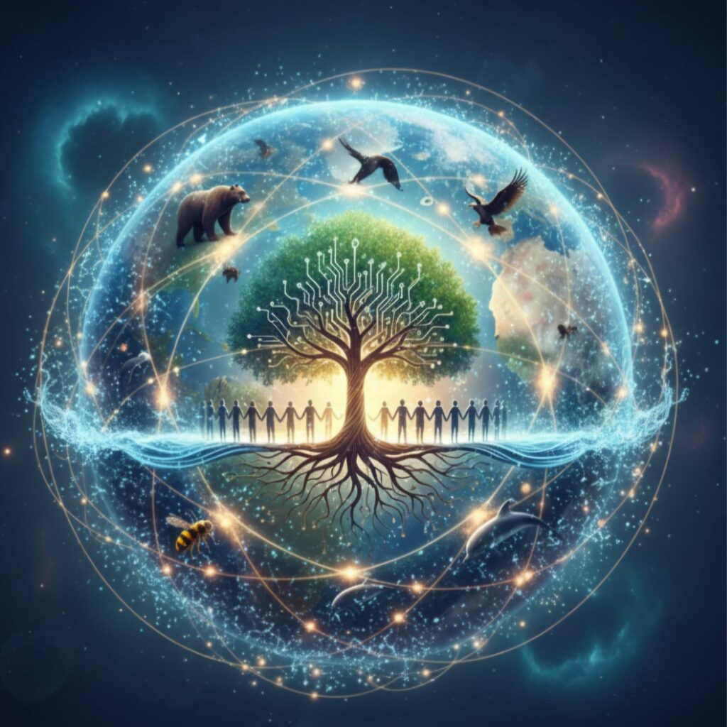 imagem mostra a interpendência entre todos os seres no planeta